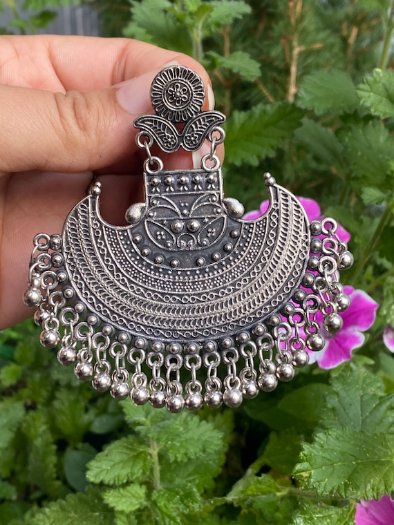 Oxidized shop chandbali earrings