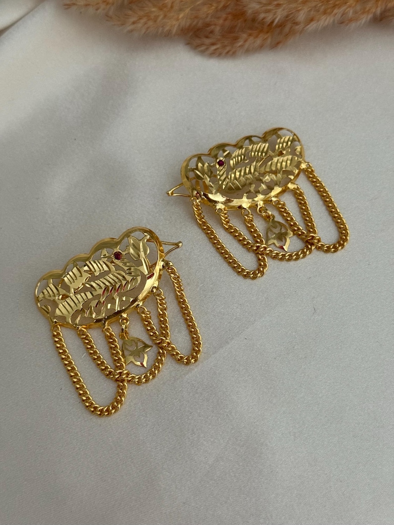 Punjabi traditional piple patti hair pins/punjabi hair accessories/gold hair pins/traditional punjabi jewelry/indian hair accessories/piple image 2