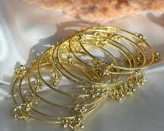 Light gold Kashmiri bangles set of 8  /indian bangles/punjabi bangles set, metal chuddis gold/ indian bracelets /kadas/bracelet punjab