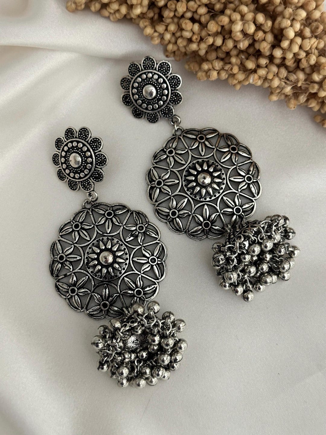 Oxidized Jhumka Earrings Oxidized Indian Oxidized Jewellery
