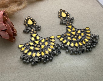 Oxidized earrings/pearl oxidized jewelry/oxidized earrings/oxidized jewellery indian jewelry/afgani jewelry/oxidized jewelry german silver