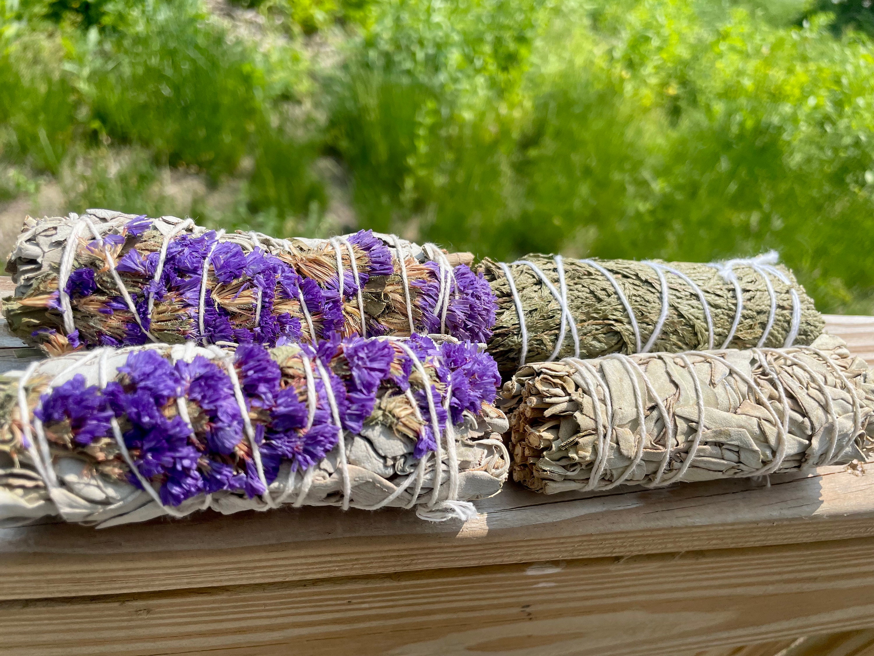 Sage and Cedar smudge sticks for burning to cleanse and envoke enchantment and charm