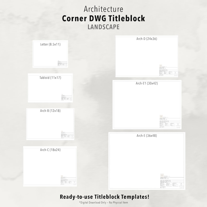 Autocad Title Block Template Bundle: Architect & Designer DWG, DWT, PDF ...
