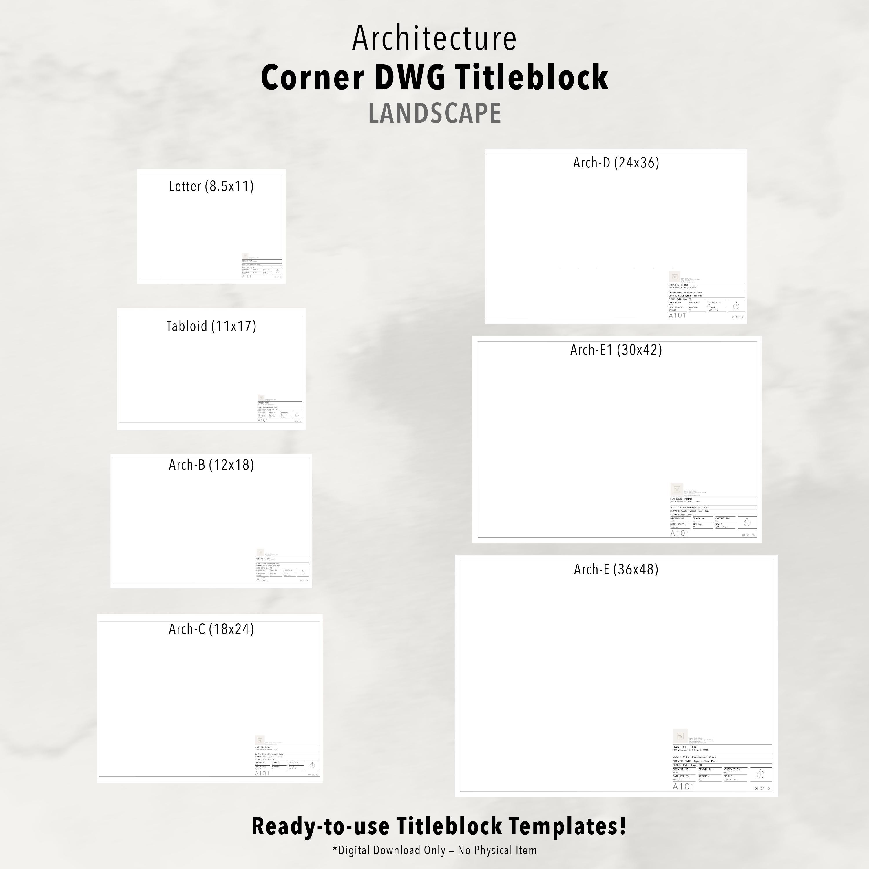 Autocad Title Block Template Bundle: Architect & Designer DWG, DWT, PDF ...