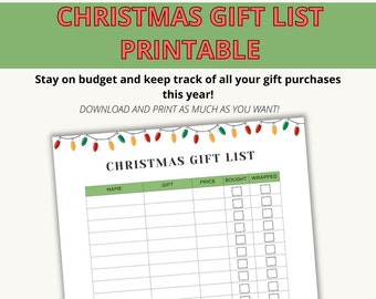 Kerstcadeaulijst, Kerstcadeautracker, Kerstplanner, Cadeautracker