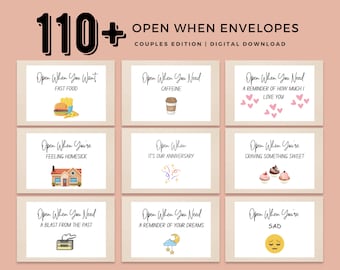 Open When Envelopes for Couples, Open When Cards, Long Distance Relationships, Anniversary, Birthday, Valentines Gift, Boyfriend, Girlfriend