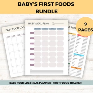 Trackerbundel voor babyvoeding, checklist voor baby's eerste voeding, door baby geleid spenen, logboek voor babyvoeding, dagboek voor babyvoeding, afslankgrafiek, tracker voor vaste stoffen