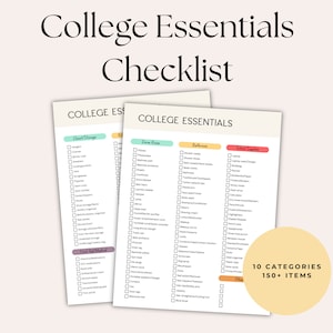 College Essentials Checklist, Dorm Room Ultimate Packing List, Freshman Move-In Prep, University Dorm Essentials, Study Abroad Guide, A4