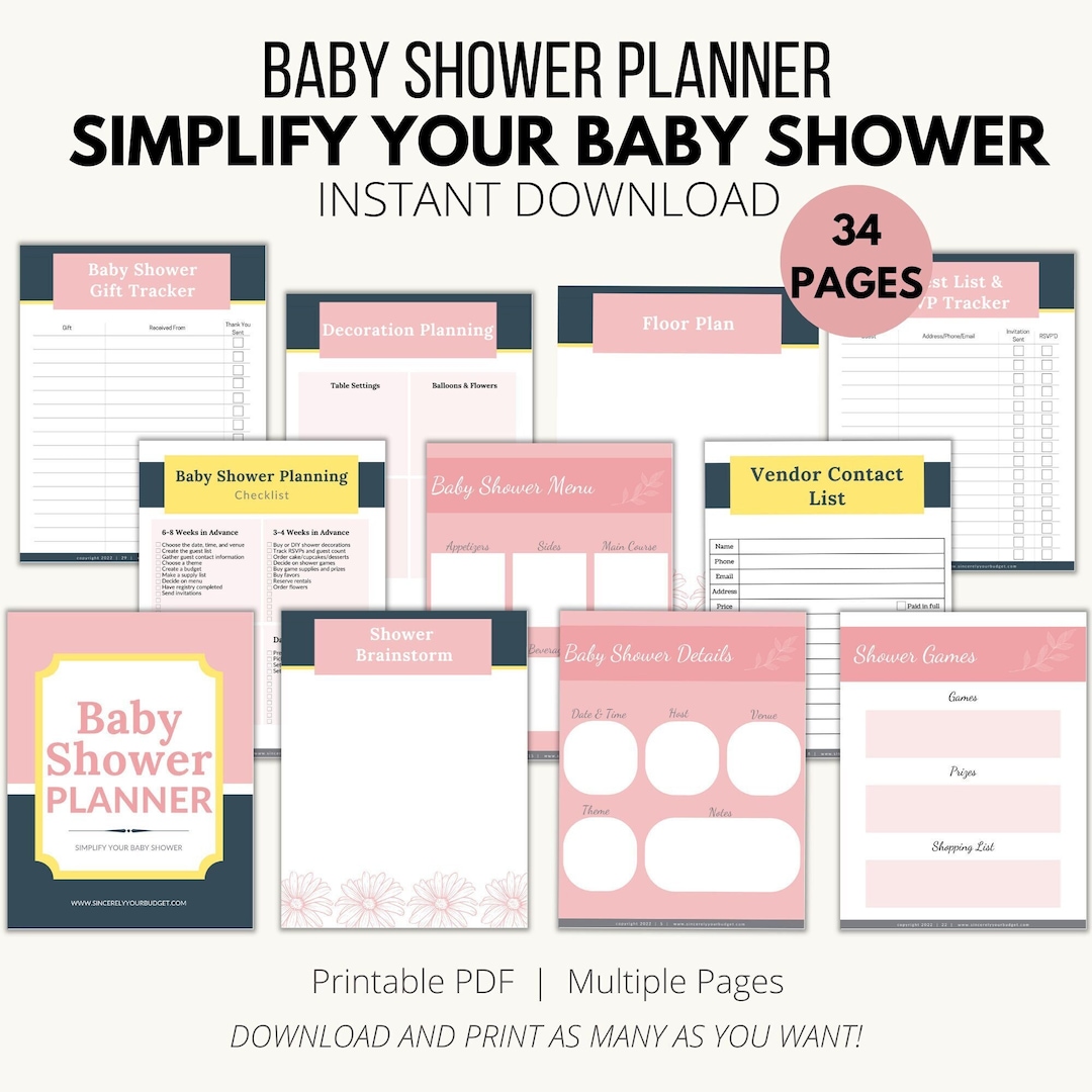 Baby Shower Planner Printable, Baby Shower Planning, Event Planner ...