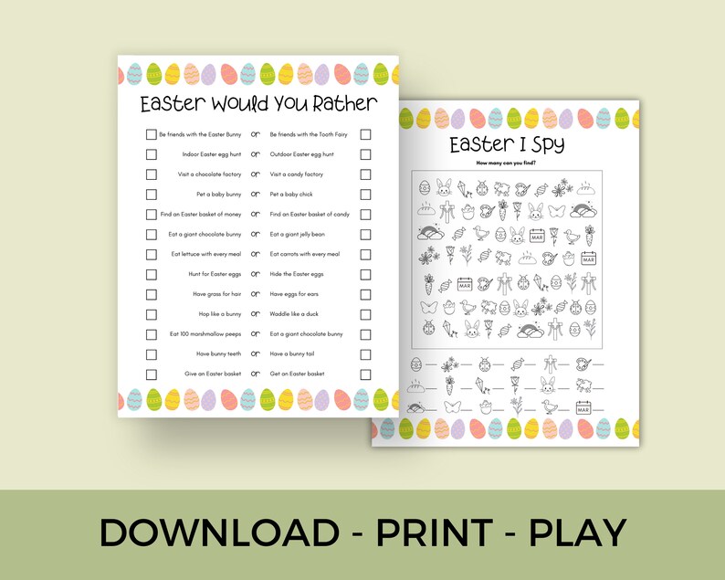 Easter Game Bundle for Kids, Printable Easter Activity Pack for Family ...