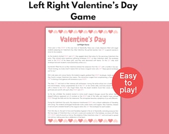 Valentines Links Rechts Spiel, Pass the Gift Spiel, Valentinstag Party im Klassenzimmer, Links Rechts Story Spiel, Pass the Preis, Kinder Schulspiel