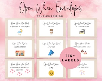 Open When Envelopes for Couples, Open When Cards, Long Distance Relationships, Anniversary, Birthday, Valentines Gift, Boyfriend, Girlfriend