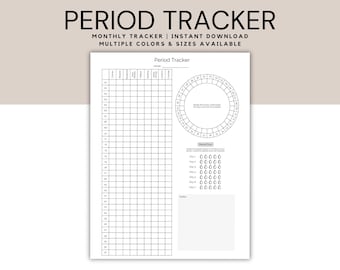 Period Tracker, Period Planner, Period Journal, Monthly Period Chart, Symptom Tracker, Ovulation Tracker, Fertility Planner, A4, A5 Letter
