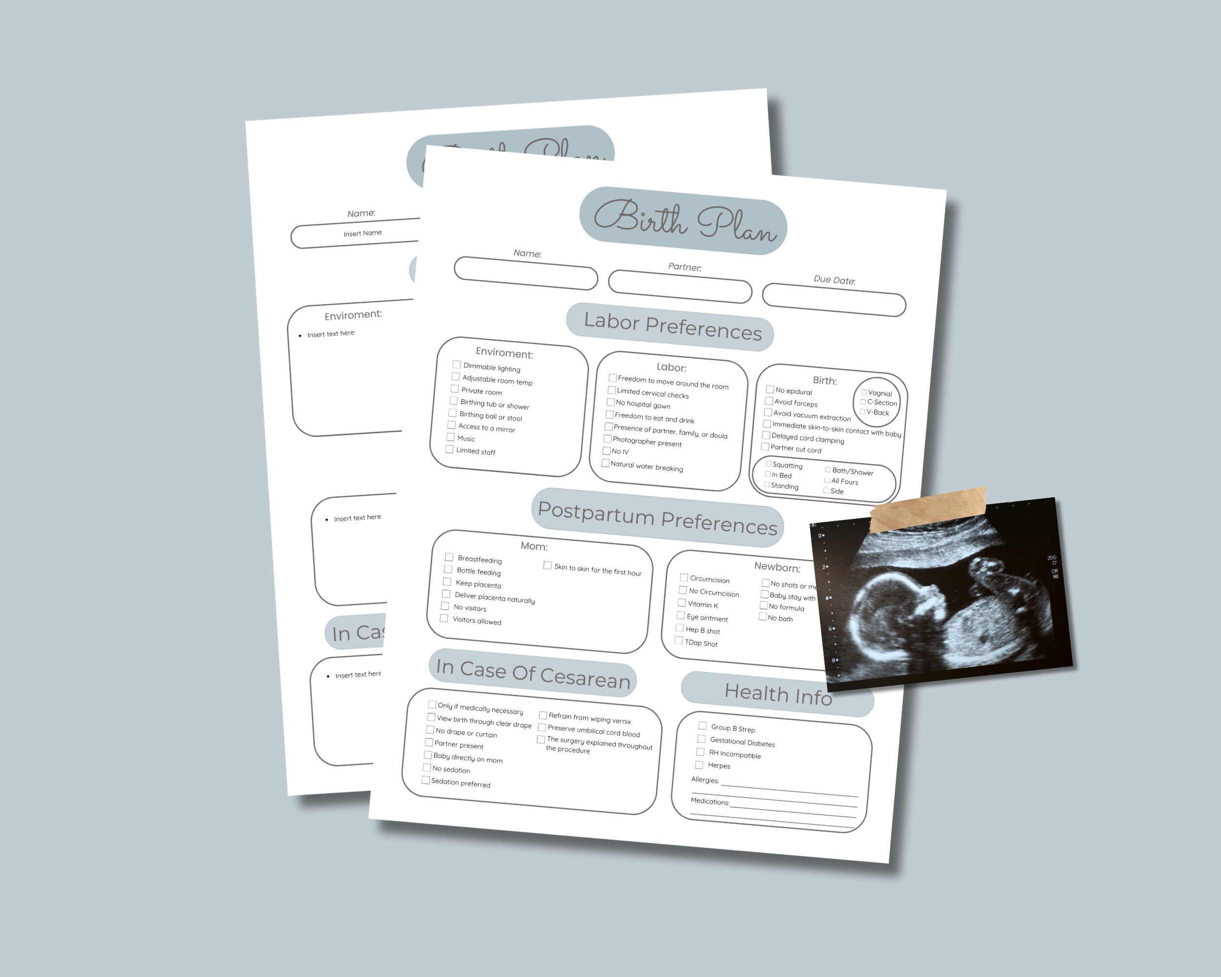 Editable Birth Plan Template, Visual Birth Plan, Pregnancy Planner ...