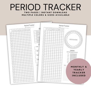 Afdrukbaar menstruatietracker, menstruatieplanner, menstruatiedagboek, menstruatiegrafiek, symptomentracker, ovulatietracker, vruchtbaarheidsplanner, A4, A5-brief