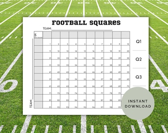 Football Squares Printable Football Square Fundraiser 100 Square
