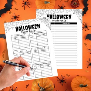 Halloween Party Potluck Sign Up Sheet, Halloween Potluck Sign Up Form, Office Party Food Sign Up, Classroom School Potluck Dinner Event