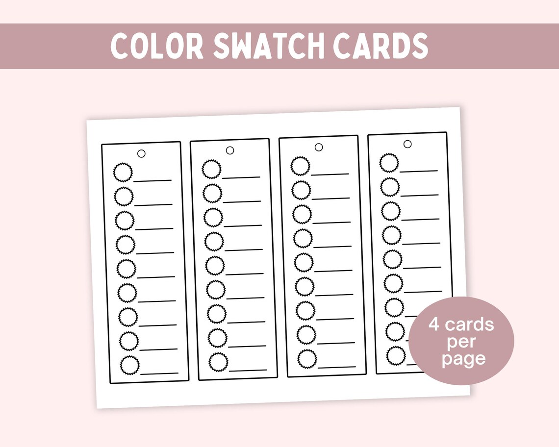 Color Swatch Charts, Color Test Chart, Blank Color Chart, Adult ...