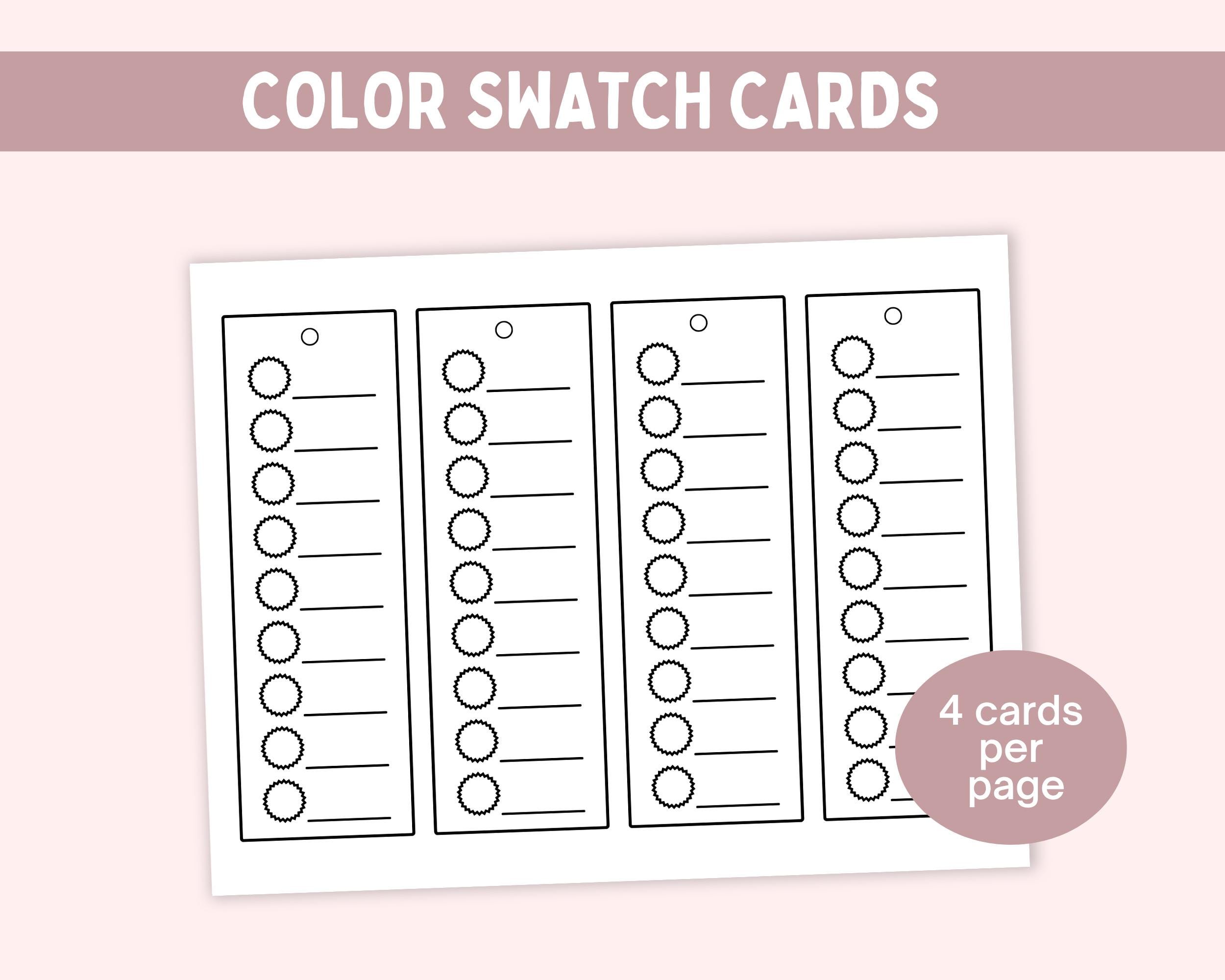 Color Swatch Charts, Color Test Chart, Blank Color Chart, Adult ...