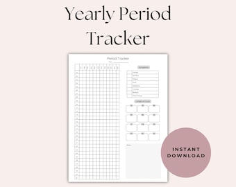 Yearly Period Tracker Printable, Period Planner, Journal, Period Chart, Symptom Tracker, Ovulation Tracker, Fertility Planner, A4, A5 Letter