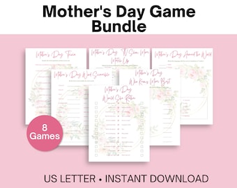 Mother's Day Game Bundle, Mothers Day Activity, Mothers Day Brunch Ideas, Printable Games for Mom, Mothers Day Party Games, Mums Day Games