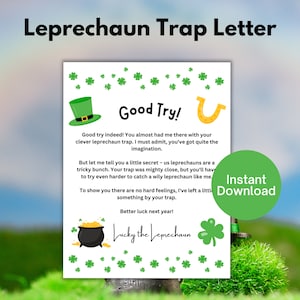 Leprechaun Trap Letter, St Patrick&#39;s Day Activity, Leprechaun Note, Leprechaun Letter for Kids, Preschool, Classroom, Daycare, Printable