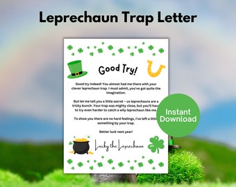 Leprechaun Trap Letter, St Patrick's Day Activity, Leprechaun Note, Leprechaun Letter for Kids, Preschool, Classroom, Daycare, Printable