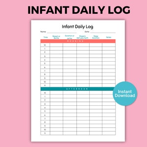 Baby Care Log, Newborn Care Log, Infant Care Log, Baby Tracking Log, Infant Daily Log, Breastfeeding Log, Nanny Log, Daycare Log, Sleep Log