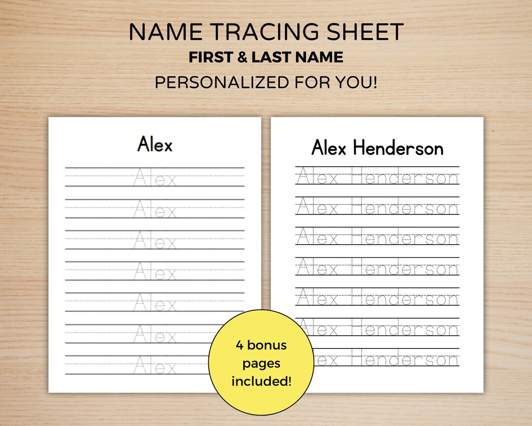 Handwriting Practice, Custom Name Tracing Sheet, Personalized Tracing ...