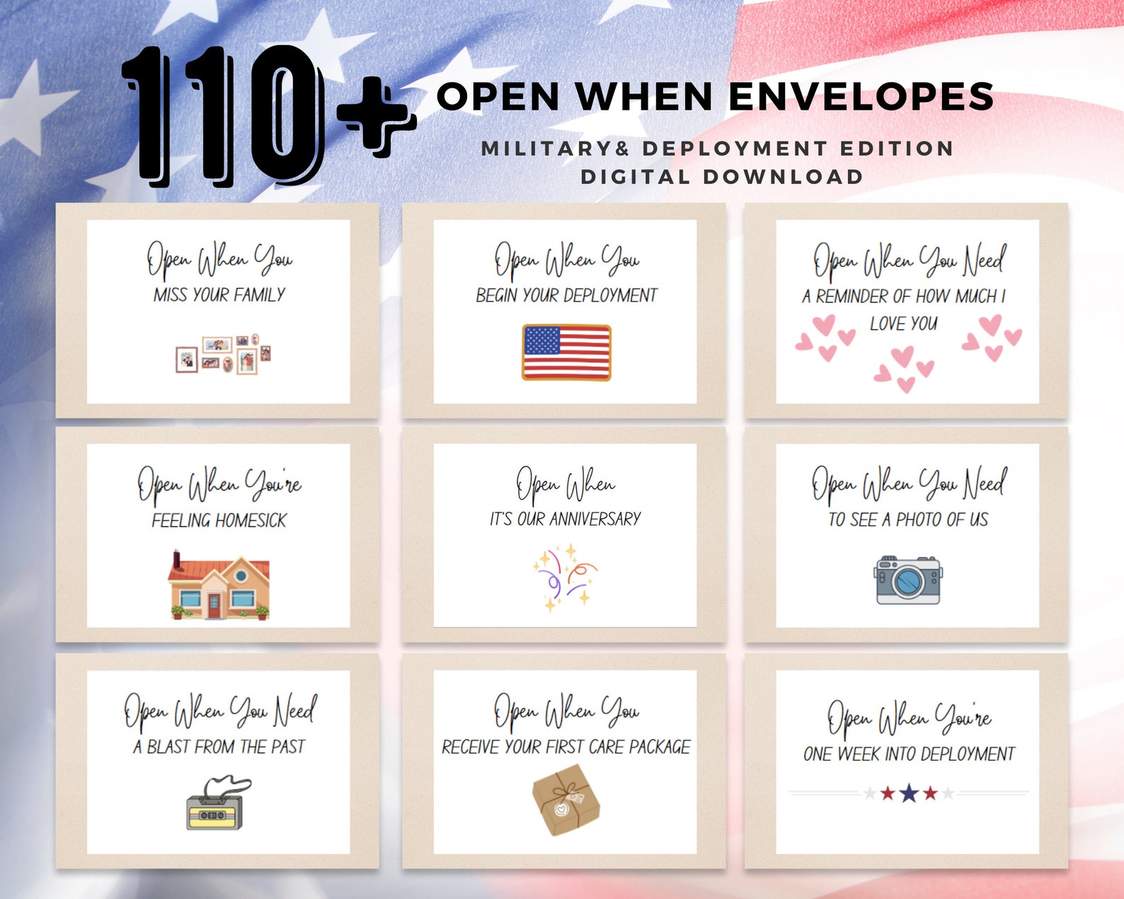 "Open When" Envelope Labels for Deployment (Printable)