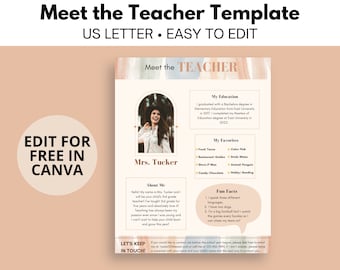 Editable Meet the Teacher Template, Canva Template, Back to School, Welcome Letter, Classroom Newsletter, All About Me Printable, Open House