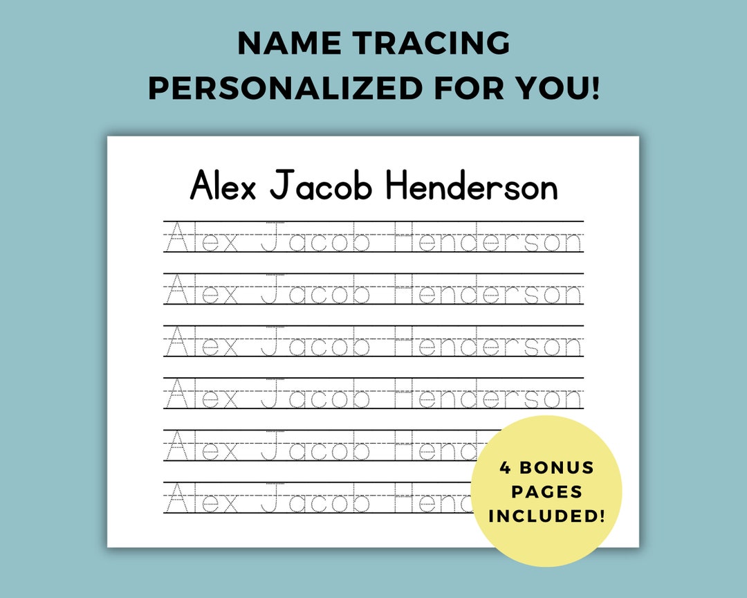 Handwriting Practice, Custom Name Tracing Sheet, Personalized Tracing ...