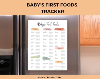 Rastreador de alimentos para bebés imprimible, Lista de verificación de primeros alimentos del bebé, Rastreador de sólidos, Destete dirigido por bebés, Registro de alimentos para bebés, Diario de alimentos para bebés, A4, A5, Carta