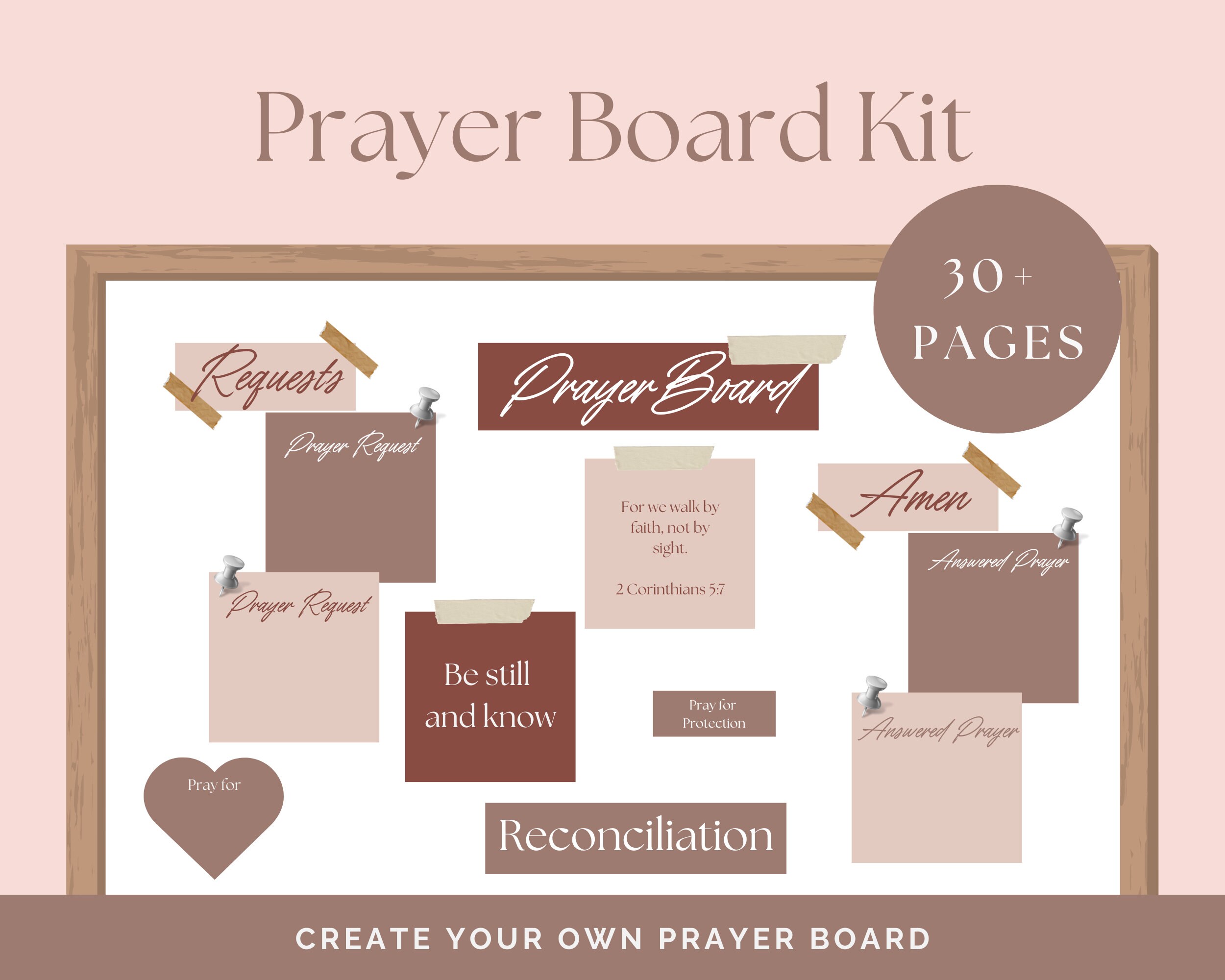 Prayer Board Kit Printable, Blank Prayer Squares, Bible Verse