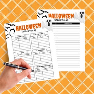 Halloween Potluck Sign Up Sheet Printable, Halloween Party Potluck Sign Up Form, Office Party Food Sign Up, Classroom School Potluck Event