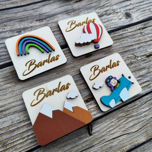 Magnet in den Bergen,Regenbogengeschenk,Babypartygeschenke,Alles Gute zum Geburtstag, Geschenke für Geburtstagsfeier,Babypartymagnet,Holzmagnet