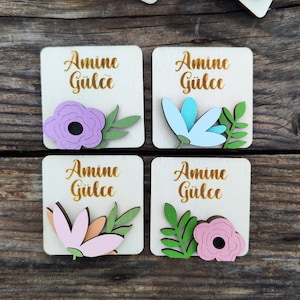 Flower Magnet,Baby Shower Favors,Happy Birthday Favors,Gifts for Birthday Party,Custom Magnet,Wooden Magnet