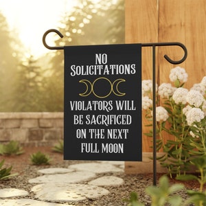 No Soliciting Garden Flagge, Witchy Pagan Design, Vollmond Hof Dekoration, Outdoor Flagge, Wicca Geschenk