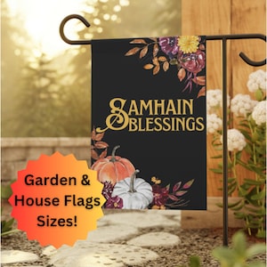 Samhain Blessings Garden Flag, Autumn Fall Outdoor Decor, New Year Home Decoration