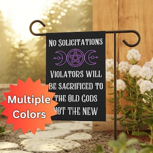 Witchy No Soliciting Garden Flag: Pagan Full Moon Yard Decor