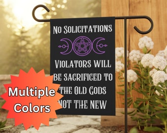 Witchy No Soliciting Gartenfahne: Heidnische Vollmond-Yard-Dekoration