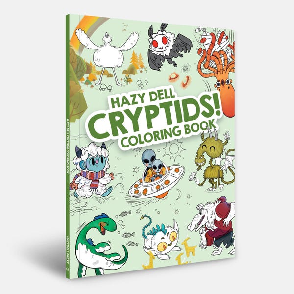 Hazy Dell Cryptids! coloring book