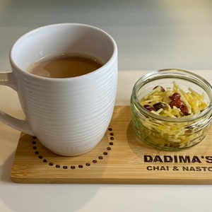 Dadima / Nanima Coaster board: Chai Nasto Time - Gujarati; Chai & Nashta - Hindi Grandmother - Personalisation Available