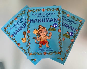 HINDU HANUMAN Colouring book - My Little Storybook of Colouring HANUMAN; Illustrated Tales for Children (Age 3+) and Adults - A4 format size
