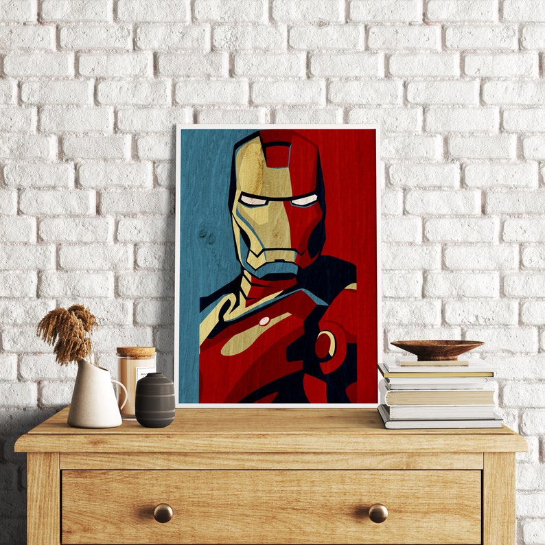 Marvelous Home Makeover Uvprinted Iron Man Wood Art Decor Etsy