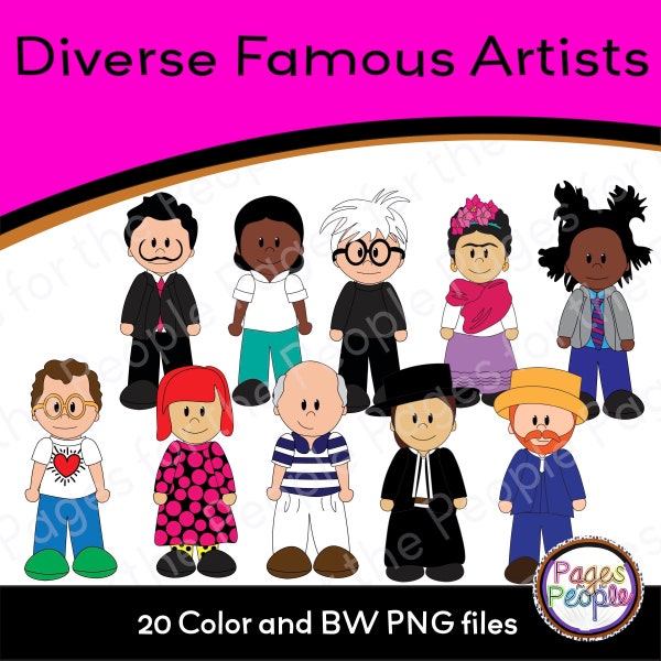 Diverse Famous Artists Clip Art Collection