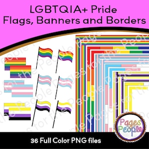 LGBTQIA Pride Vlaggen, Banners en Borders Clip Art