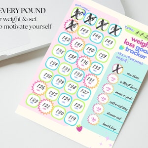 Weight Loss Tracker Printable Chart, Weight Loss Challenge, Weight Loss Goal, Instant Download PDF, 30lb, 60lb, 100lb