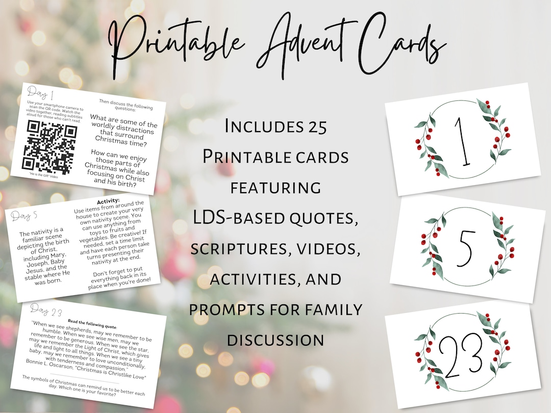 LDS Printable Advent Cards for Christmas Advent Calendar - Etsy