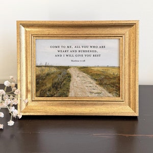 Christian Wall Art Framed Scripture Framed Bible Verse Wall Art Matthew 11:28 Come To Me All Who Are Weary Framed Christian Art Gift for Her